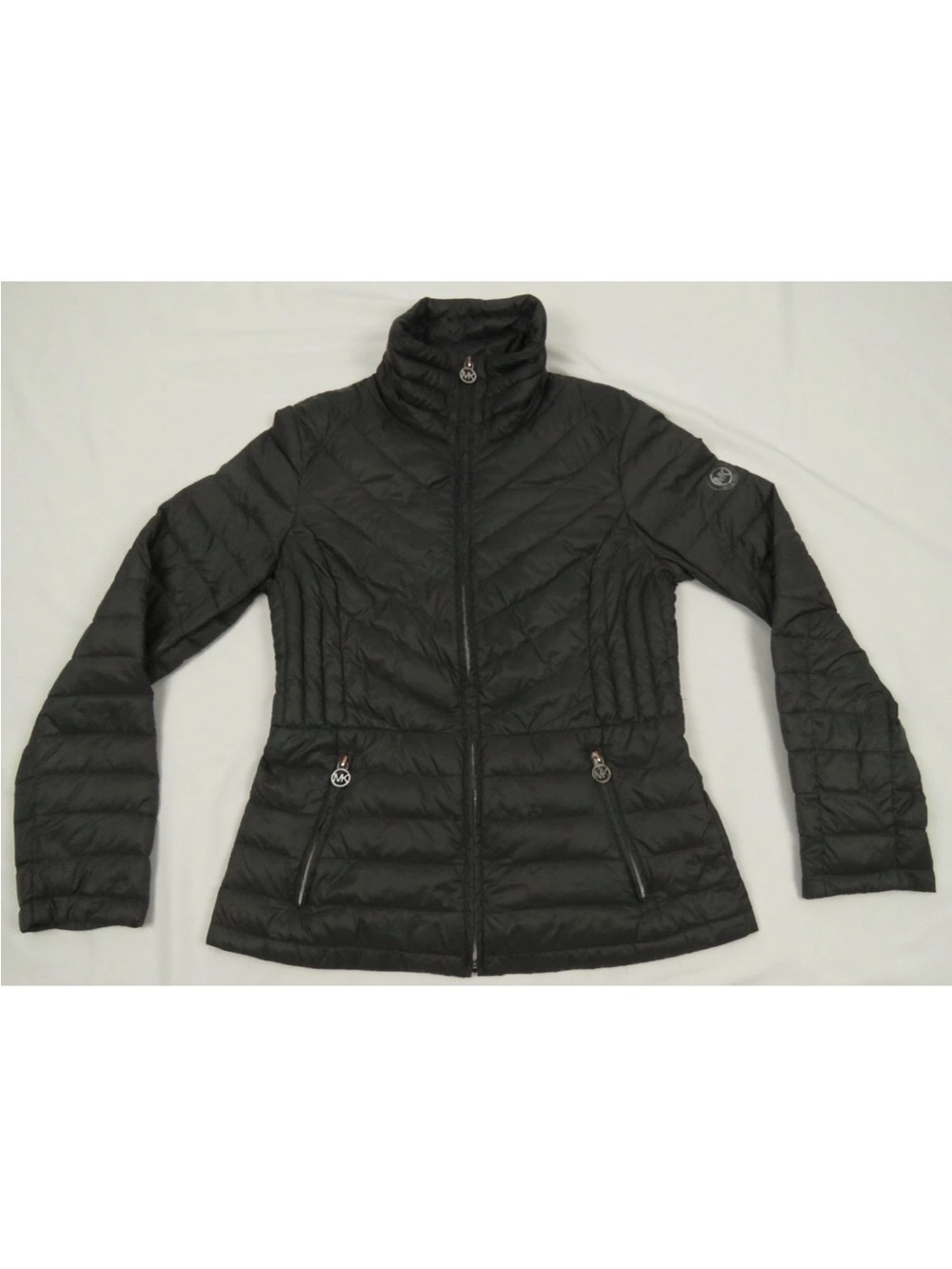 Michael Kors Packable Down Quilted Gray Womens Full Zip Puffer Coat Jacket S
